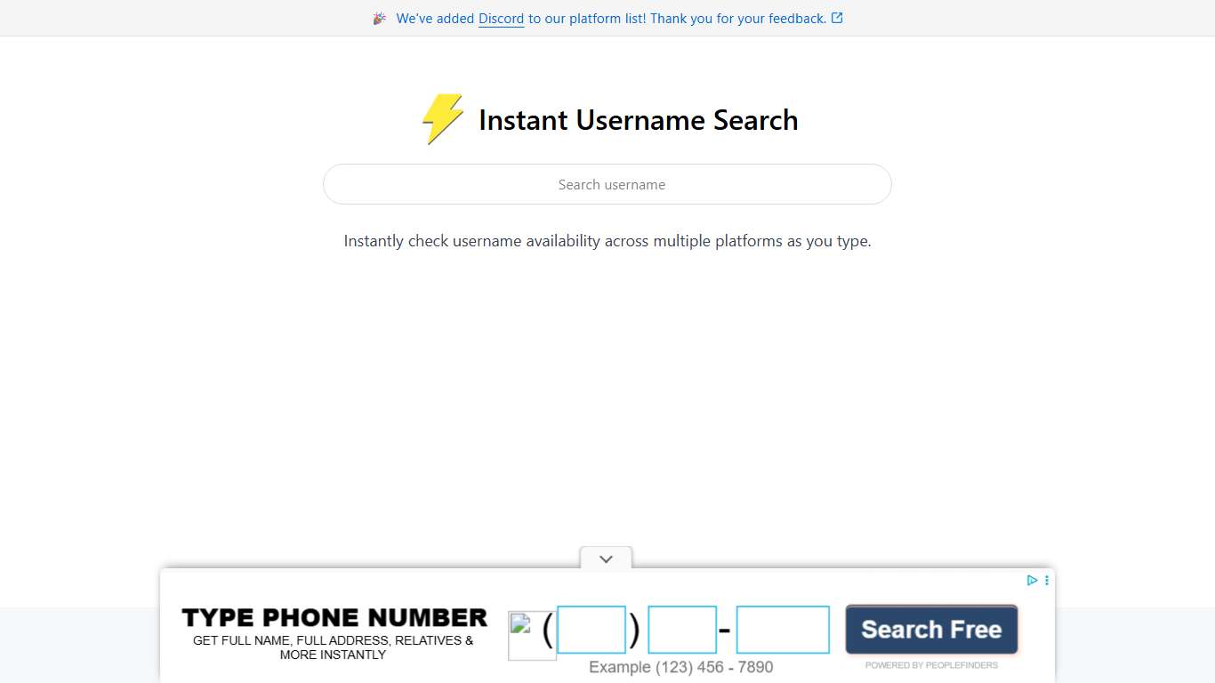Instant Username Search